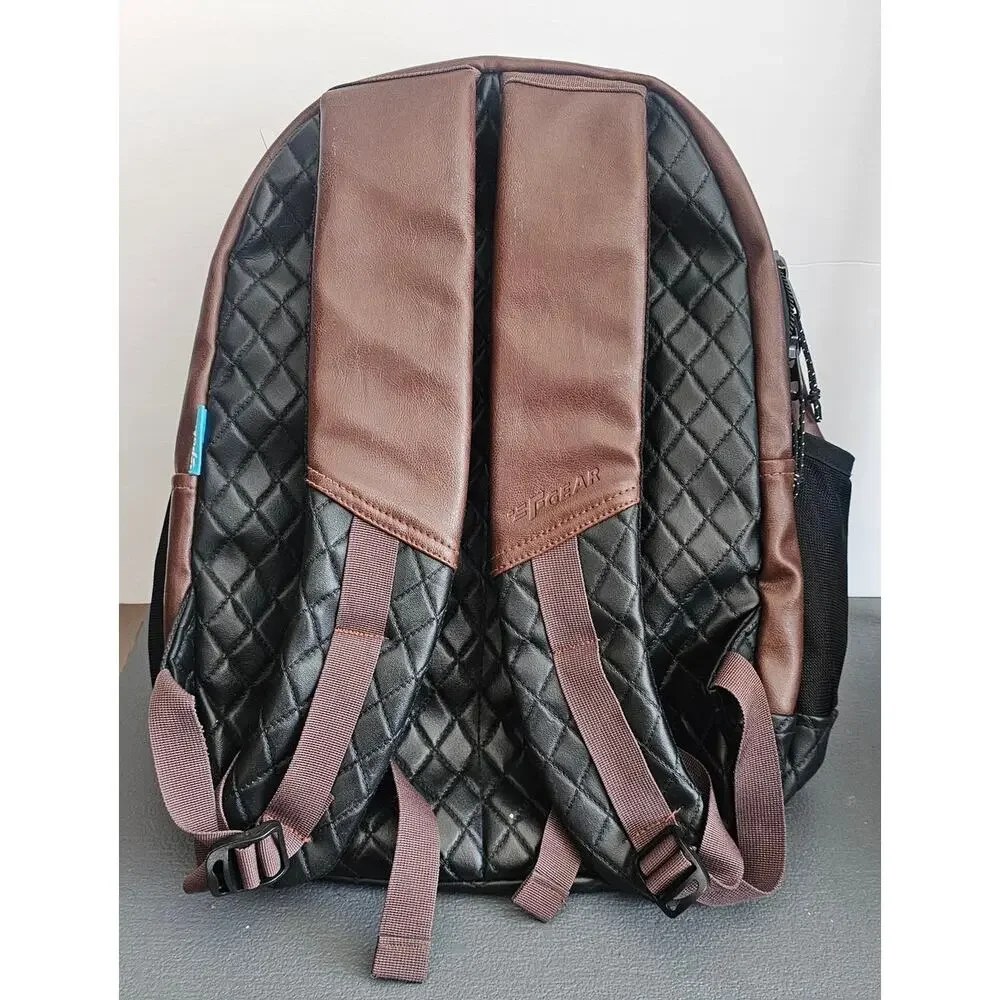 F GEAR Messenger Leather Backpack Shoulder Backpack Bookbag Travel Brown Black